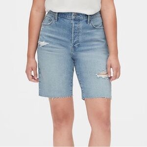 Gap High Rise Distressed Denim Bermuda Shorts